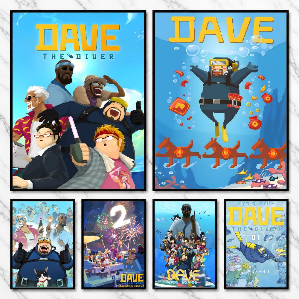 Office Quest - 「デイブ・ザ・ダイバー：海洋探検 ピクセルダイビングクエスト」ポスター。オフィスやご自宅のインテリアに最適な、フレームなしの、貼り付け可能な、おしゃれな壁掛けアート。